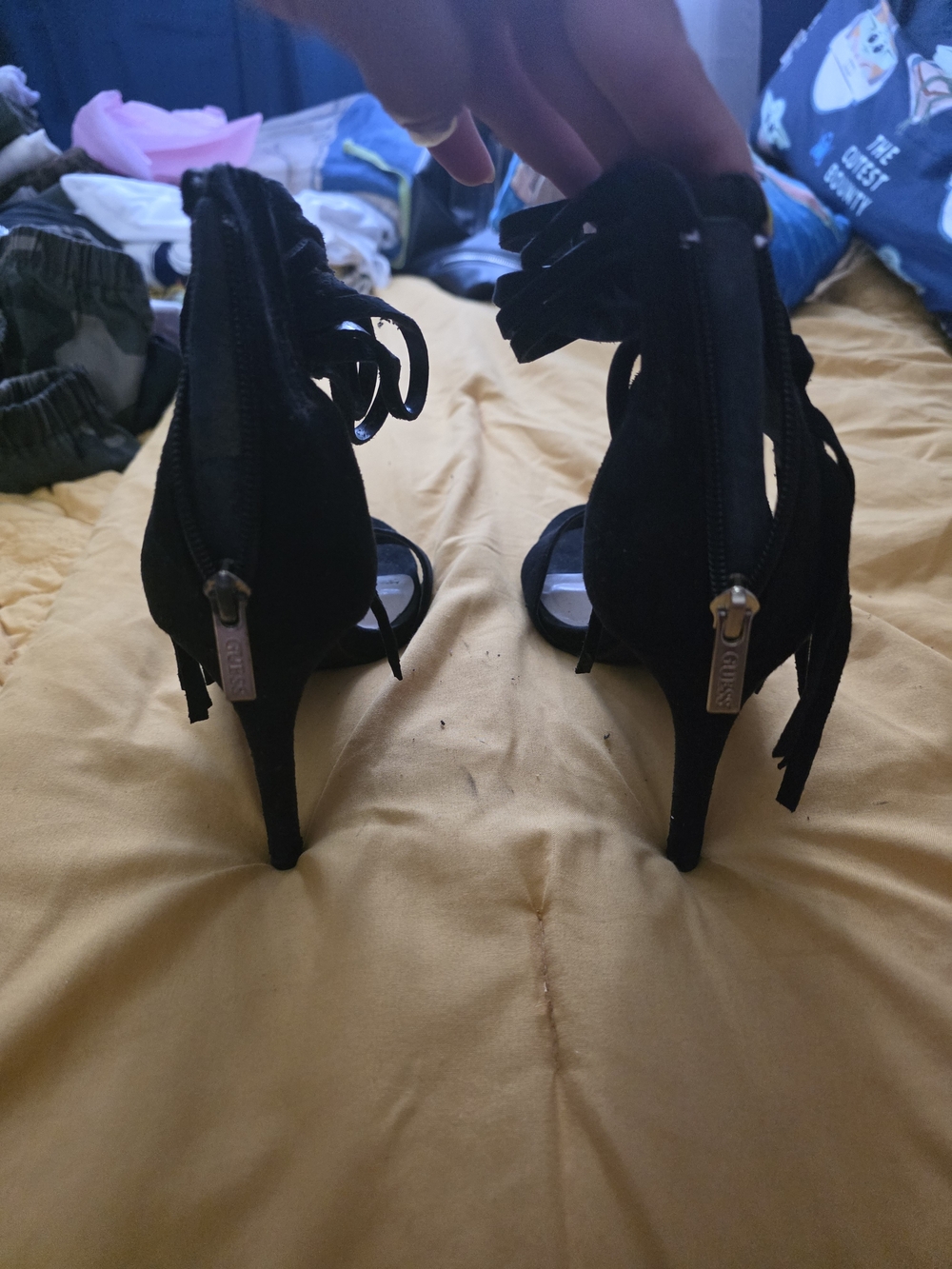 Guess Black Lace-Up Open Toe Stiletto Heels - Picture 3 of 5